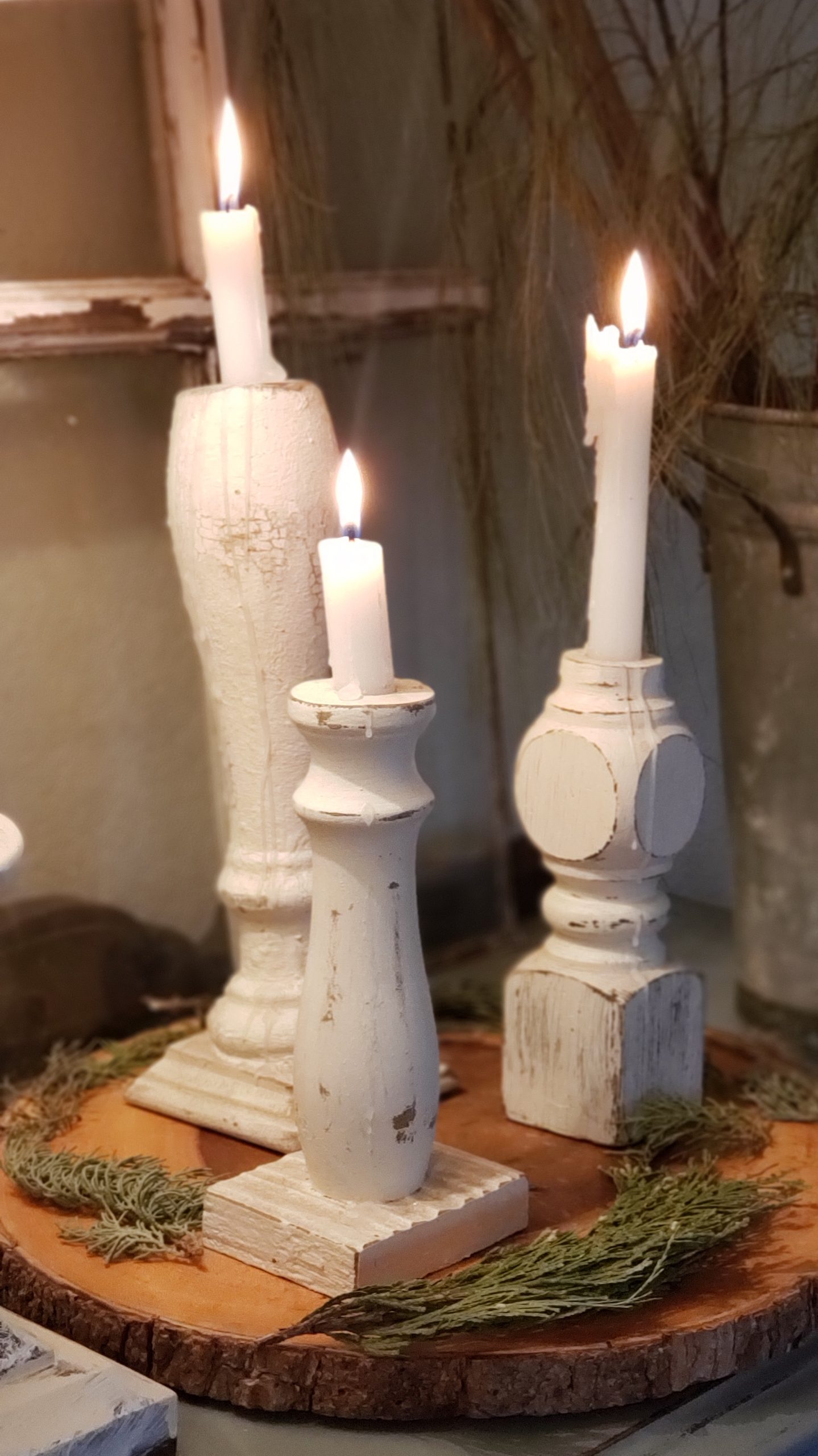 Winter Wooden Candles