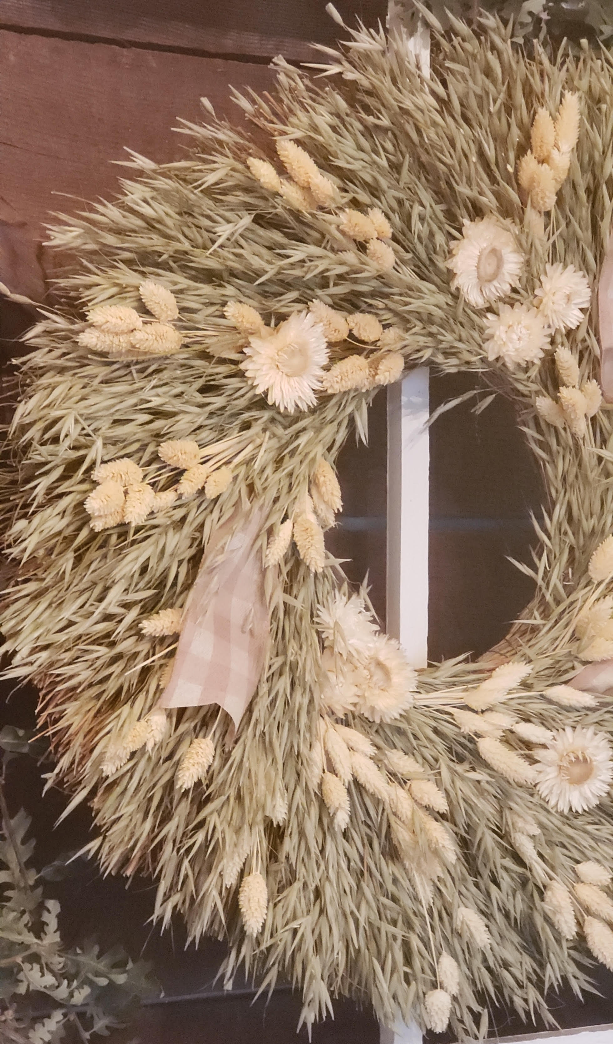 sun kissed oat and straw flower wreath