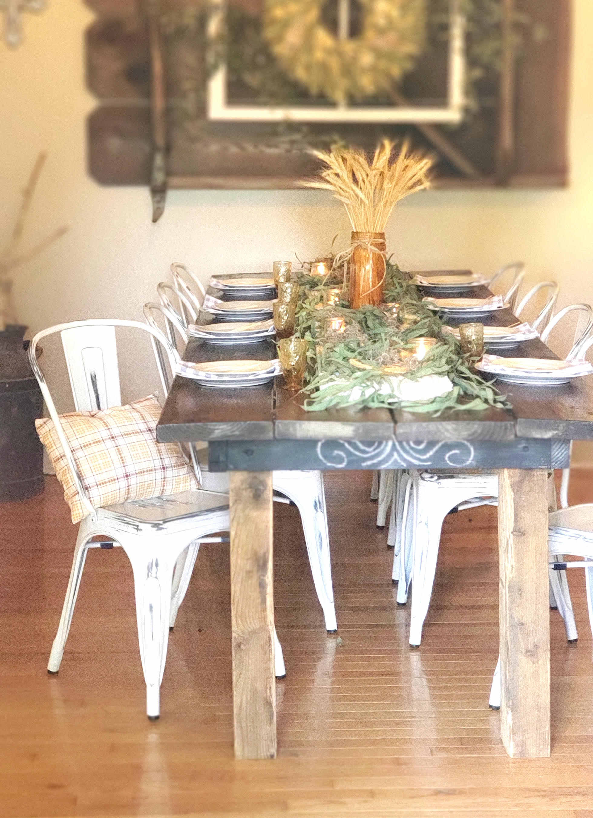 Nature inspired fall table setting with natural touches